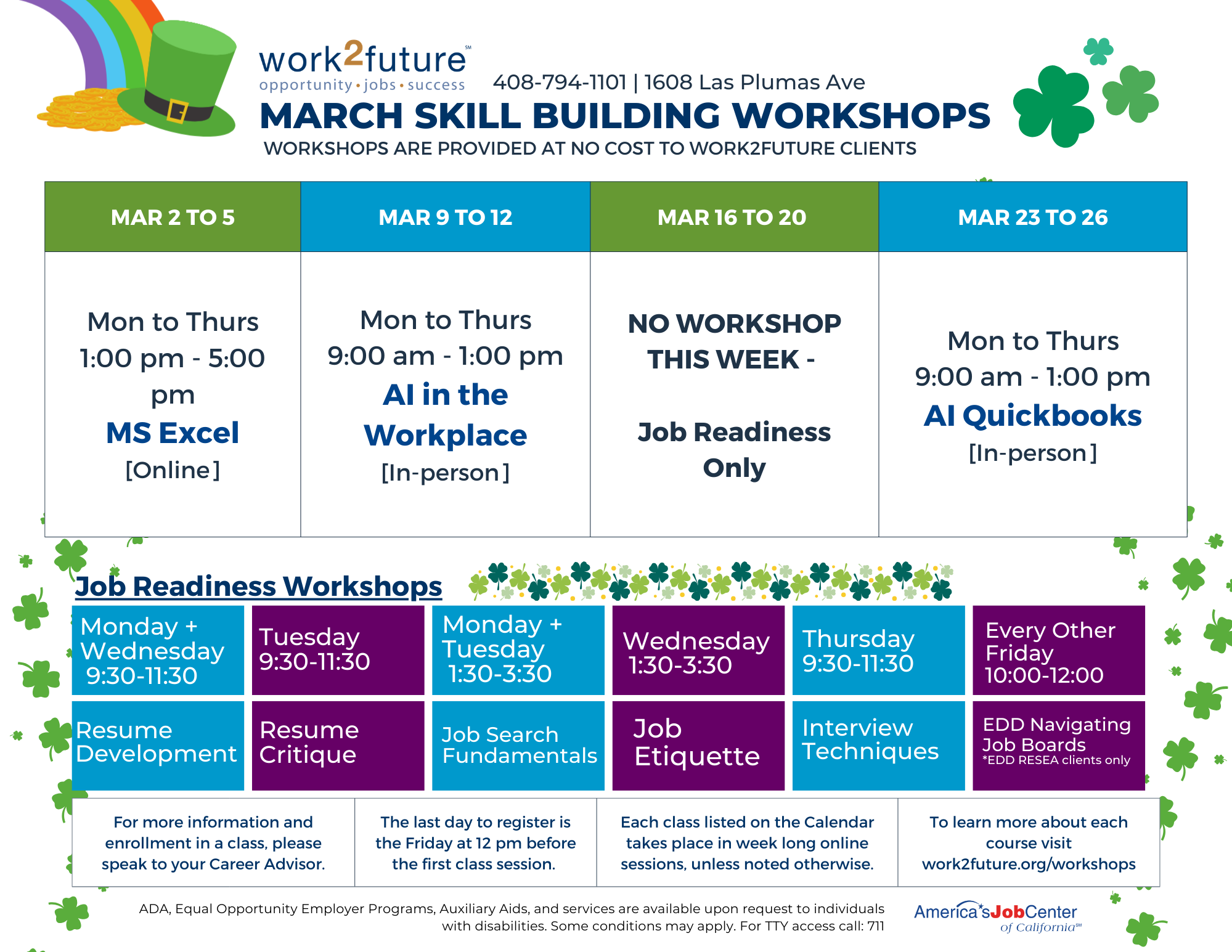 Workshop Calendar.March 2026